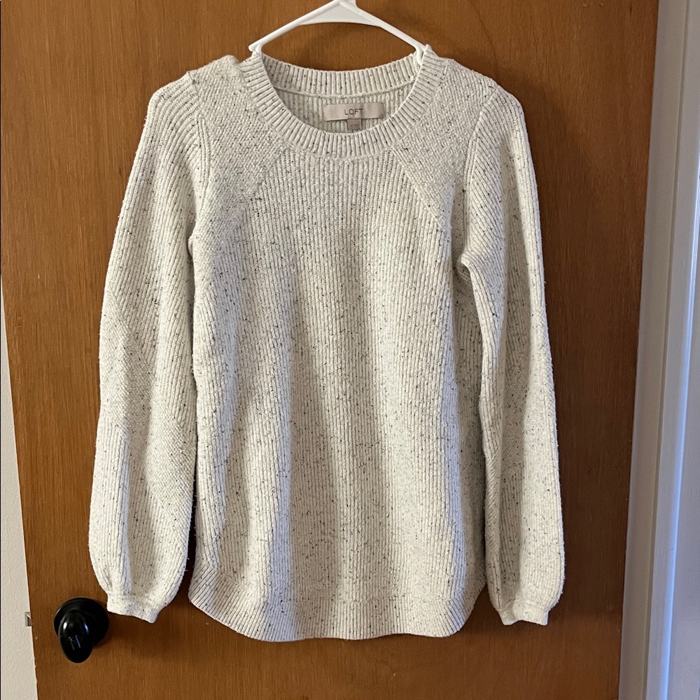 LOFT Women's Speckled Knit Balloon-Sleeve Sweater